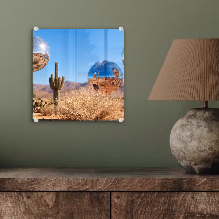 Glas schilderij - Woestijn - Spiegelbal - Kunst — 4
