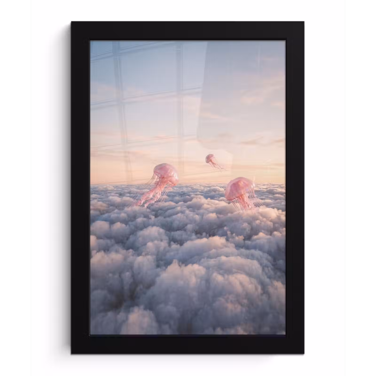 Poster met lijst - Roze dier - Wolken — 1