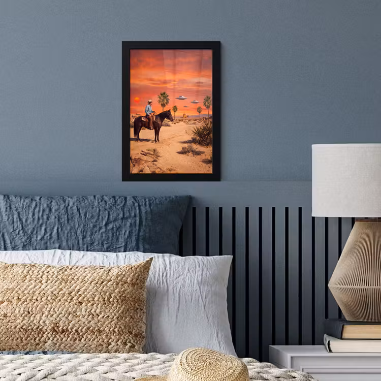 Poster met lijst - Cowboy - Paard - Woestijn — 3