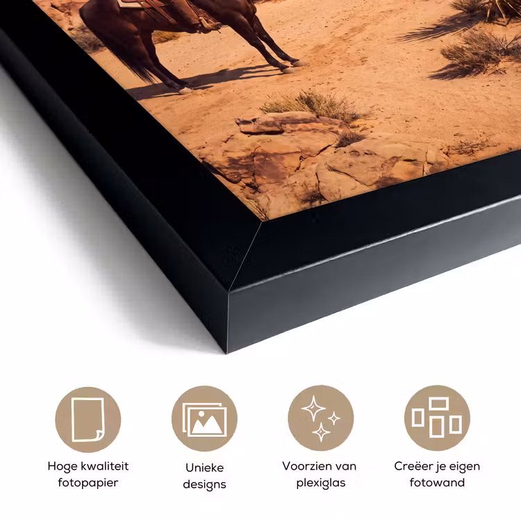 Poster met lijst - Cowboy - Paard - Woestijn — 6