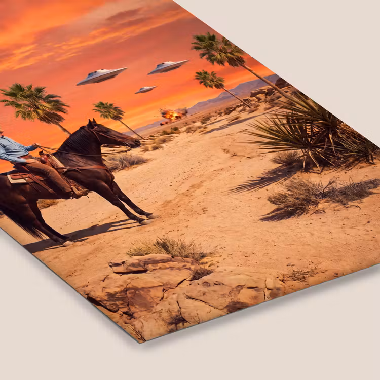 Poster met lijst - Cowboy - Paard - Woestijn — 7
