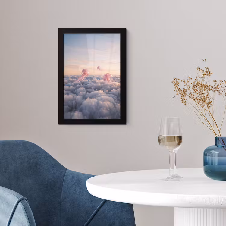 Poster met lijst - Roze dier - Wolken — 4
