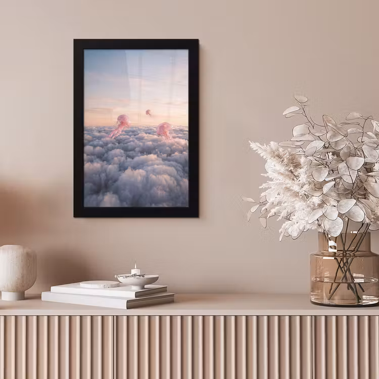 Poster met lijst - Roze dier - Wolken — 5