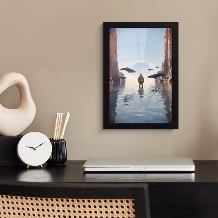 Poster met lijst - Ruimtevaarder - Walvis - Fantasie — 2