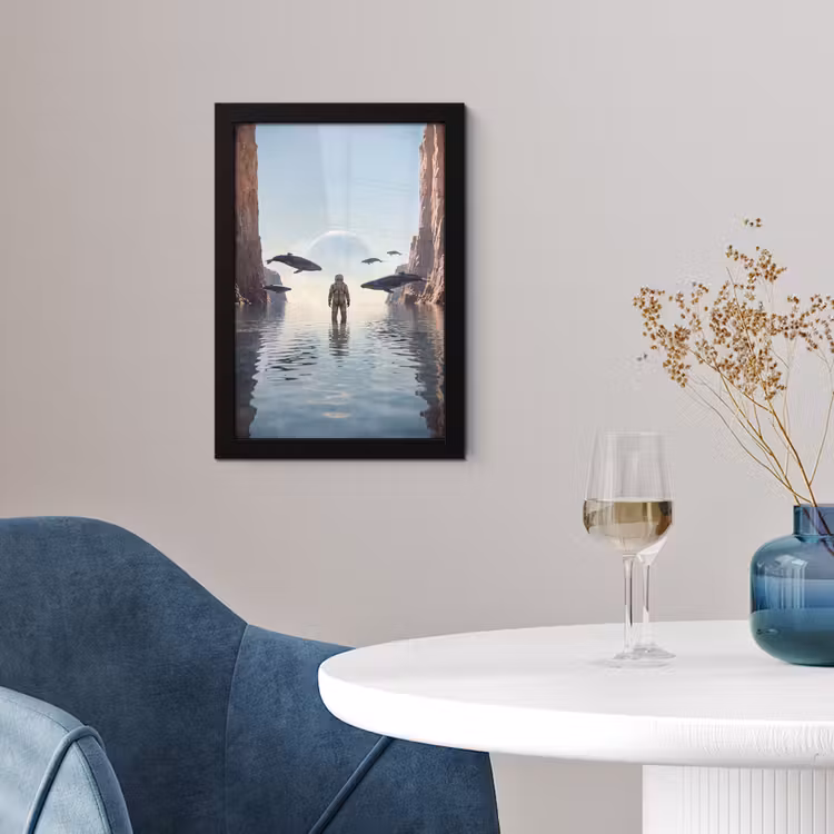 Poster met lijst - Ruimtevaarder - Walvis - Fantasie — 4