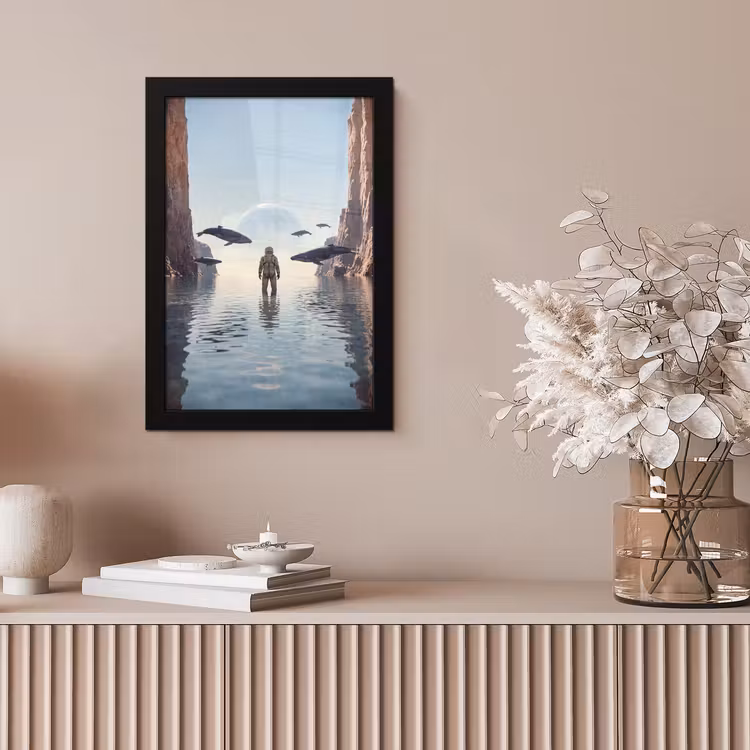 Poster met lijst - Ruimtevaarder - Walvis - Fantasie — 5