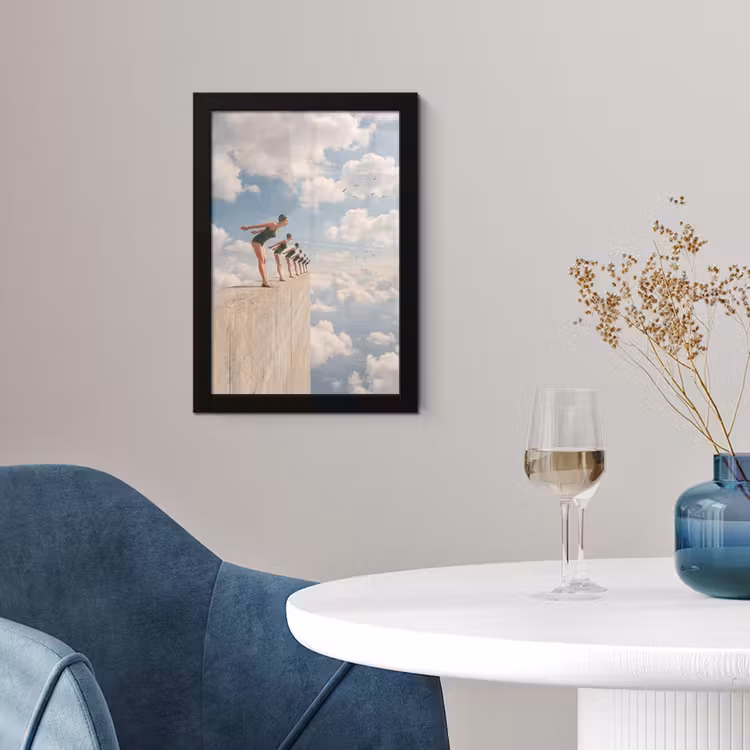 Poster met lijst - Vrouwen - Duikhouding - Wolken — 4