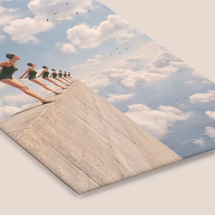 Poster met lijst - Vrouwen - Duikhouding - Wolken — 7