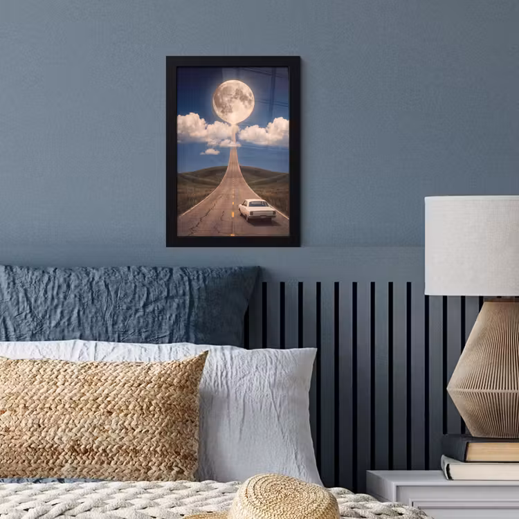 Poster met lijst - Weg - Maan - Nacht — 3