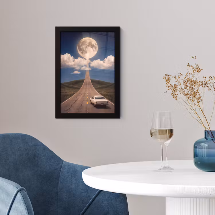 Poster met lijst - Weg - Maan - Nacht — 4