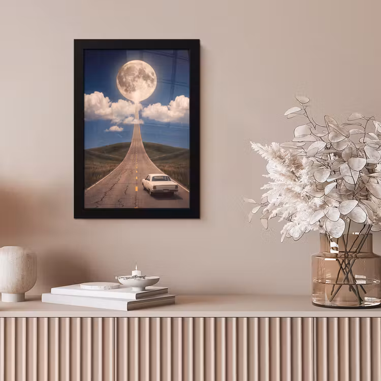 Poster met lijst - Weg - Maan - Nacht — 5