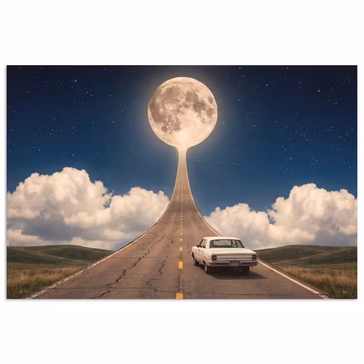 Poster - Weg - Maan - Nacht — 1