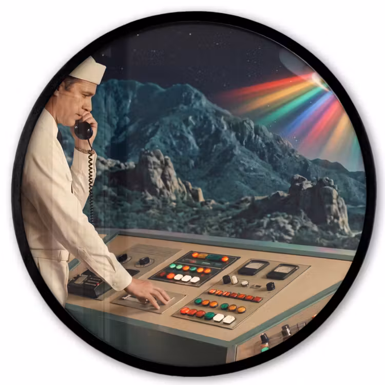 Ronde fotolijst - Man - Controlekamer - Strand — 1