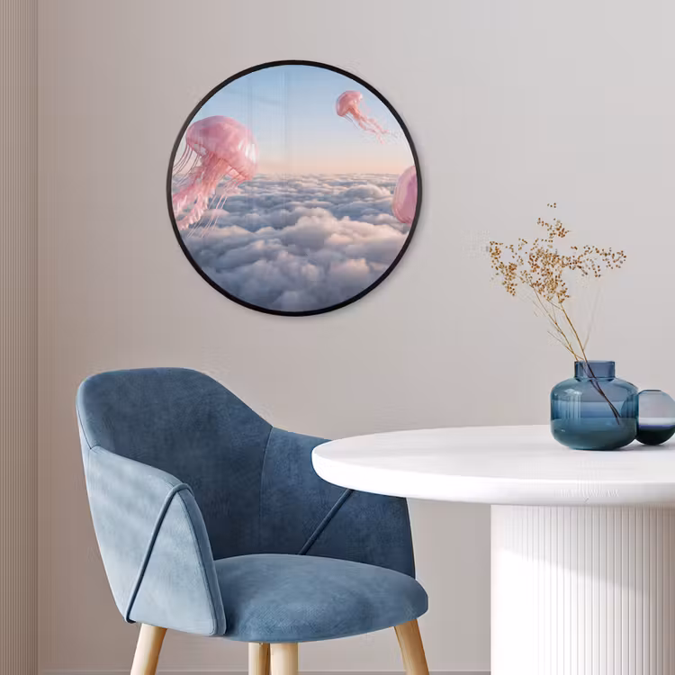 Ronde fotolijst - Roze dier - Wolken — 4