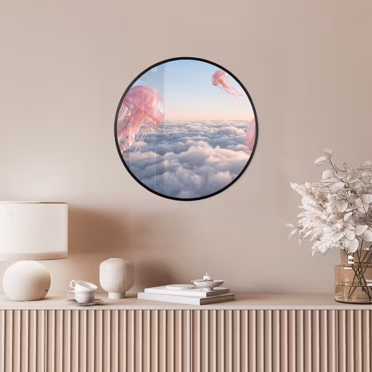 Ronde fotolijst - Roze dier - Wolken — 5