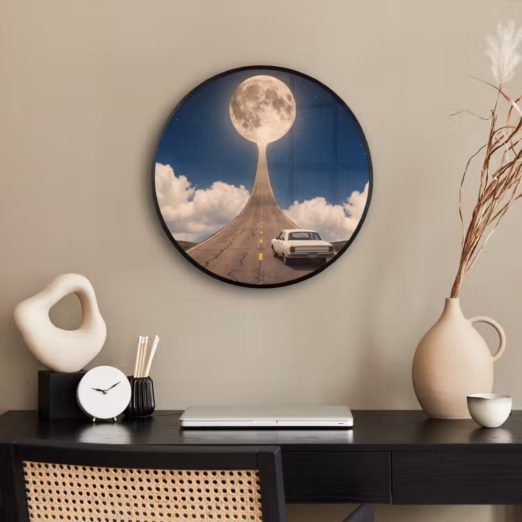Ronde fotolijst - Weg - Maan - Nacht — 3
