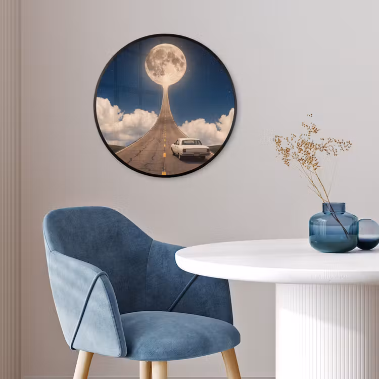 Ronde fotolijst - Weg - Maan - Nacht — 4