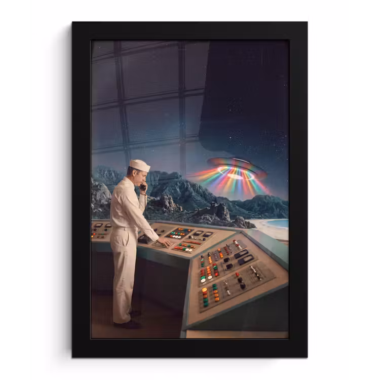 Poster met lijst - Man - Controlekamer - Strand — 1