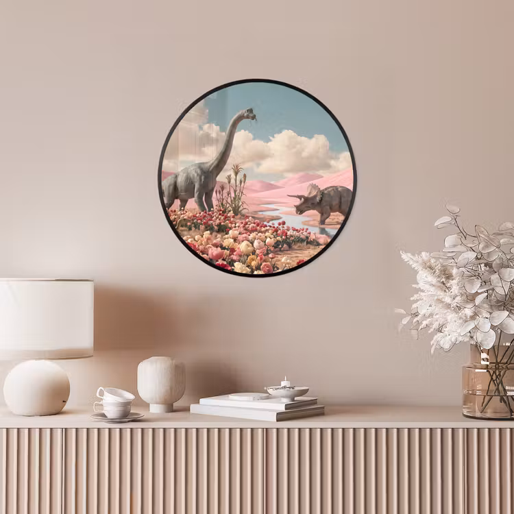 Ronde fotolijst - Dinosaurus - Roze - Landschap — 5