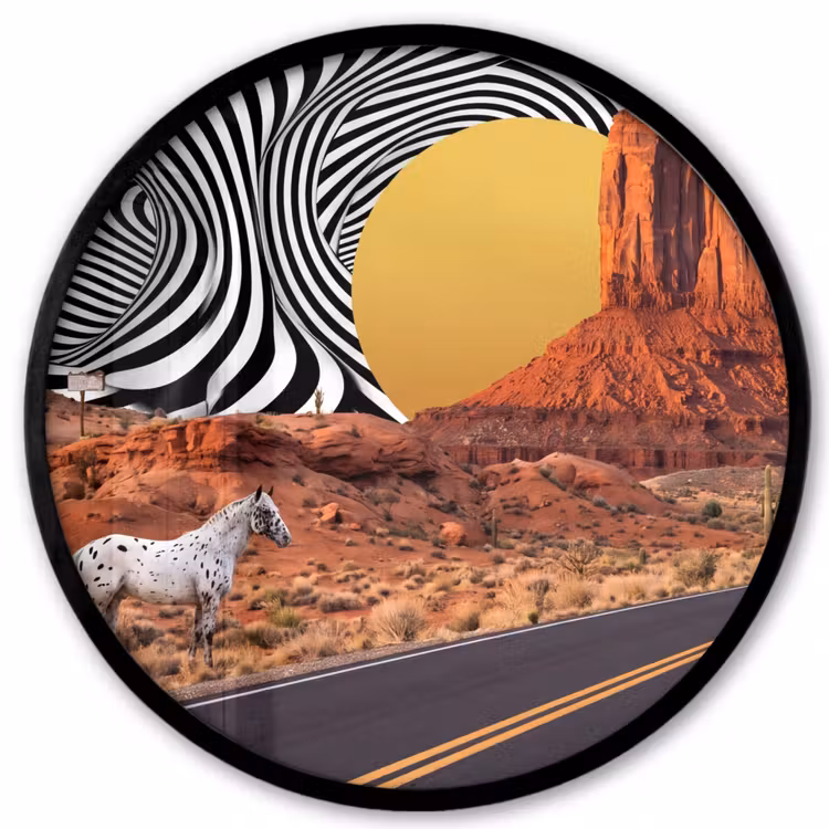 Ronde fotolijst - Paard - Woestijn - Natuur — 1