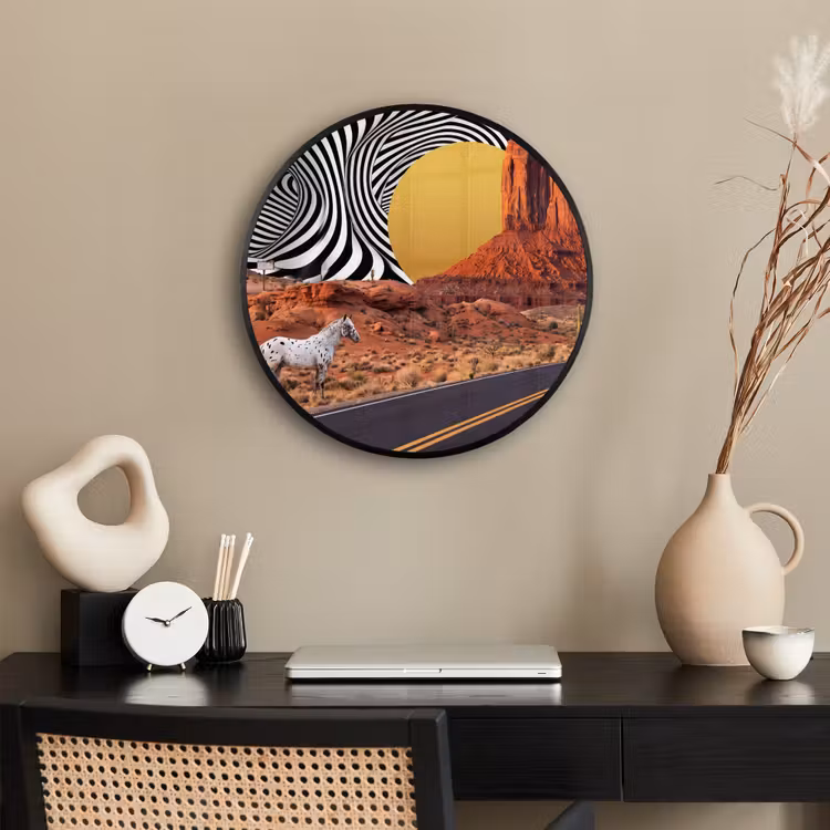 Ronde fotolijst - Paard - Woestijn - Natuur — 3