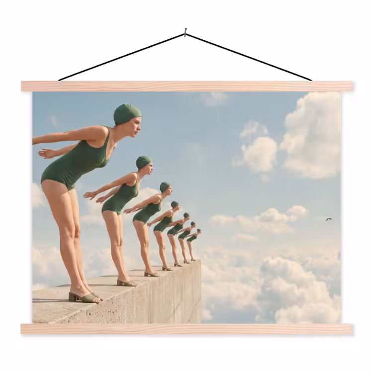 Schoolplaat - Vrouwen - Duikhouding - Wolken — 1