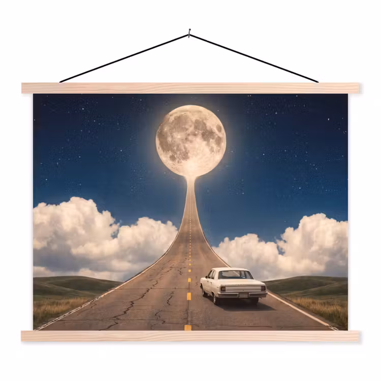 Schoolplaat - Weg - Maan - Nacht — 1