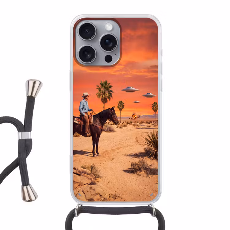 Telefoonhoesje met koord - Cowboy - Paard - Woestijn — 1