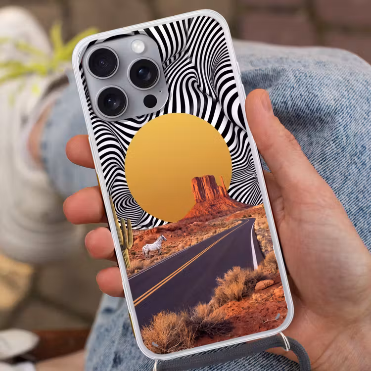Telefoonhoesje met koord - Paard - Woestijn - Natuur — 2