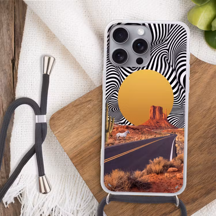 Telefoonhoesje met koord - Paard - Woestijn - Natuur — 3