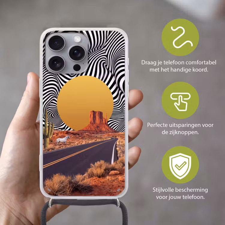 Telefoonhoesje met koord - Paard - Woestijn - Natuur — 4