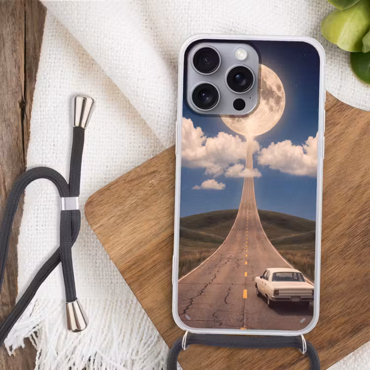 Telefoonhoesje met koord - Weg - Maan - Nacht — 3