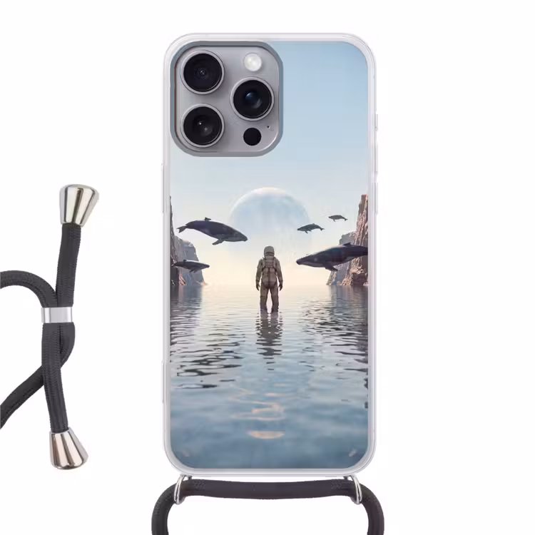 Telefoonhoesje met koord - Ruimtevaarder - Walvis - Fantasie — 1