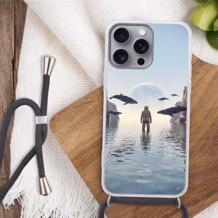 Telefoonhoesje met koord - Ruimtevaarder - Walvis - Fantasie — 3