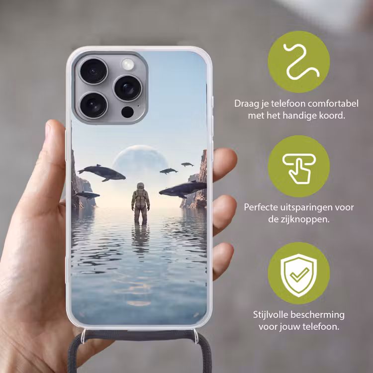 Telefoonhoesje met koord - Ruimtevaarder - Walvis - Fantasie — 4