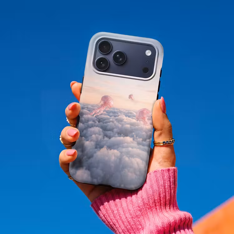 Telefoonhoesje Toughcase - Roze dier - Wolken — 2