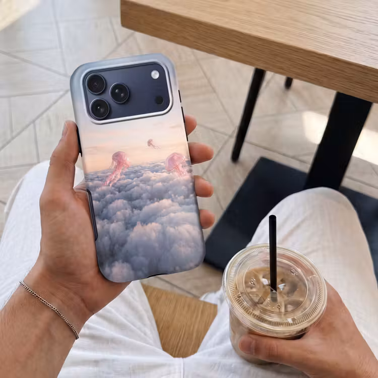 Telefoonhoesje Toughcase - Roze dier - Wolken — 4
