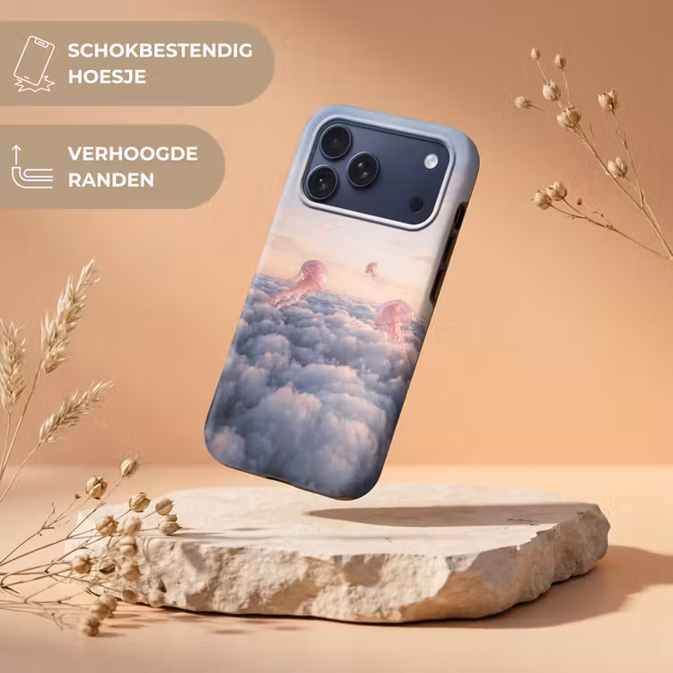 Telefoonhoesje Toughcase - Roze dier - Wolken — 5