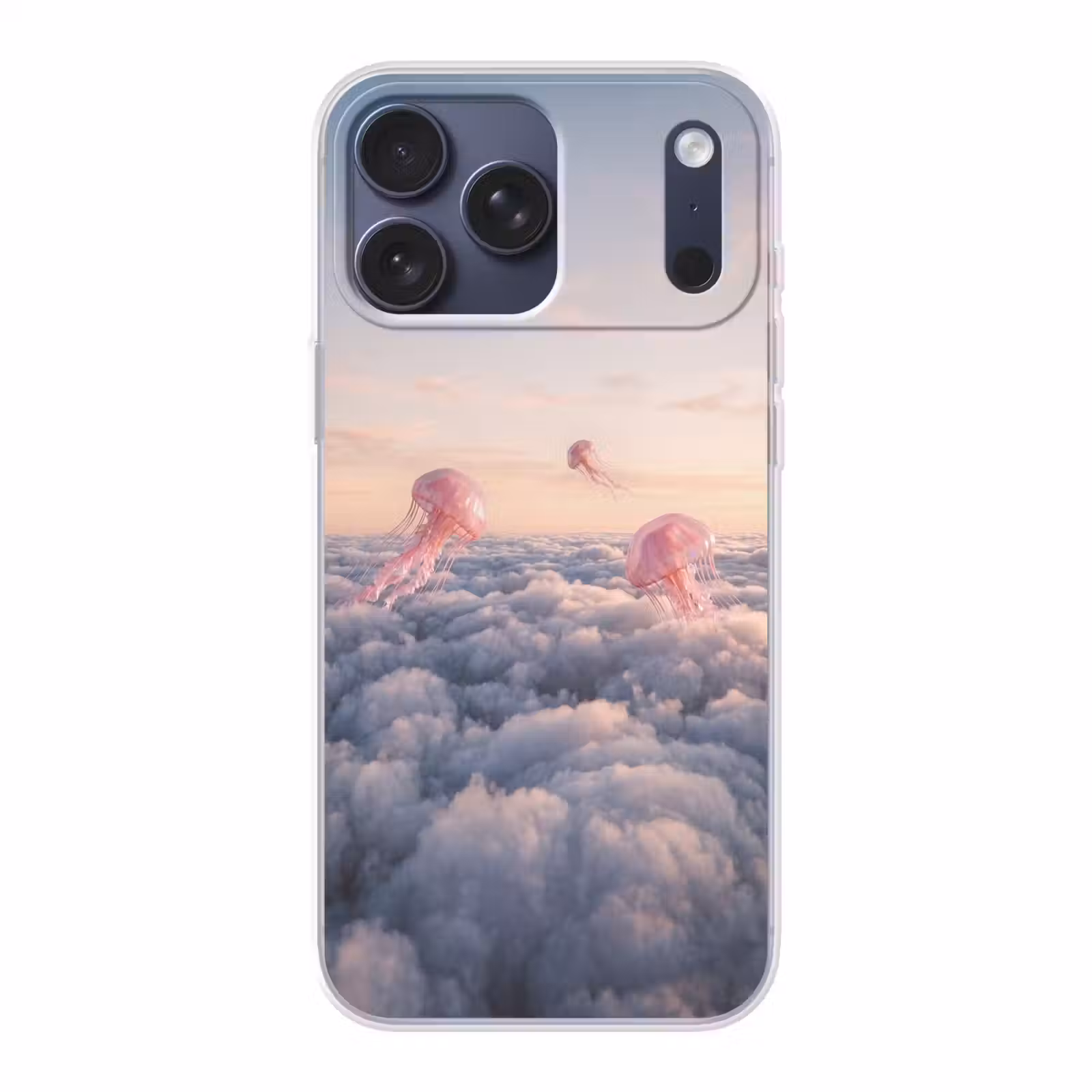 Telefoonhoesje Softcase - Roze dier - Wolken — 1
