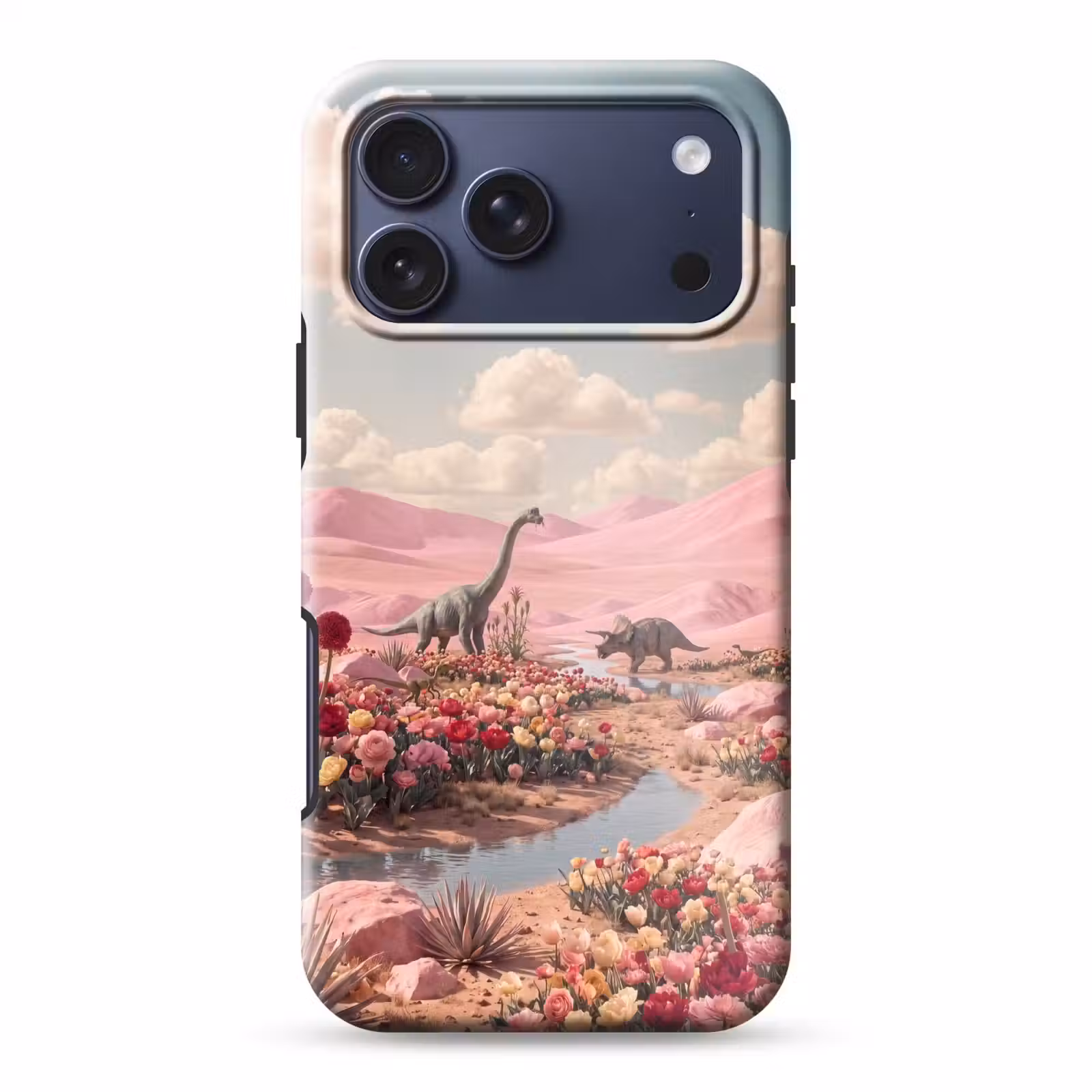 Telefoonhoesje Toughcase - Dinosaurus - Roze - Landschap — 1