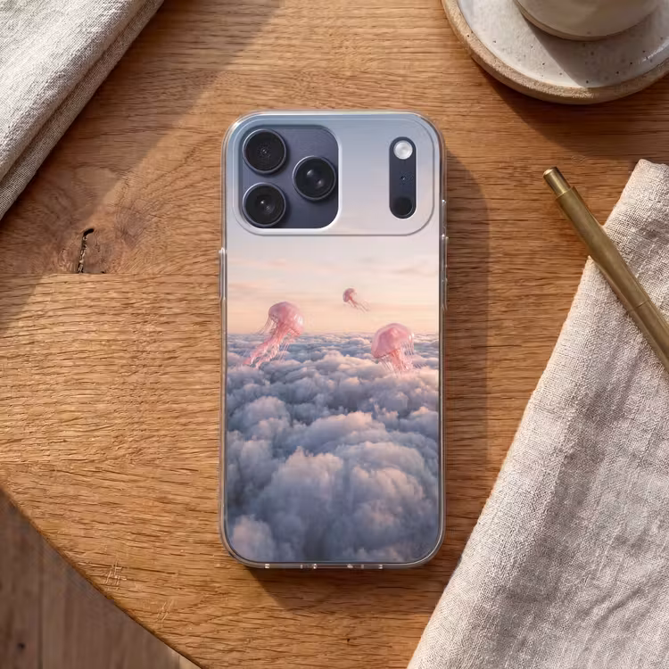 Telefoonhoesje Softcase - Roze dier - Wolken — 2