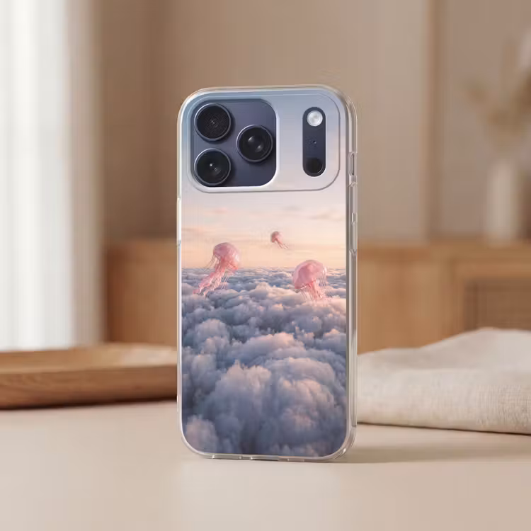 Telefoonhoesje Softcase - Roze dier - Wolken — 3