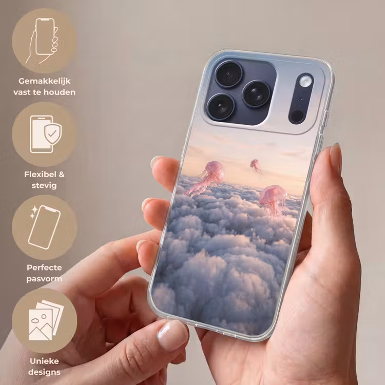 Telefoonhoesje Softcase - Roze dier - Wolken — 4
