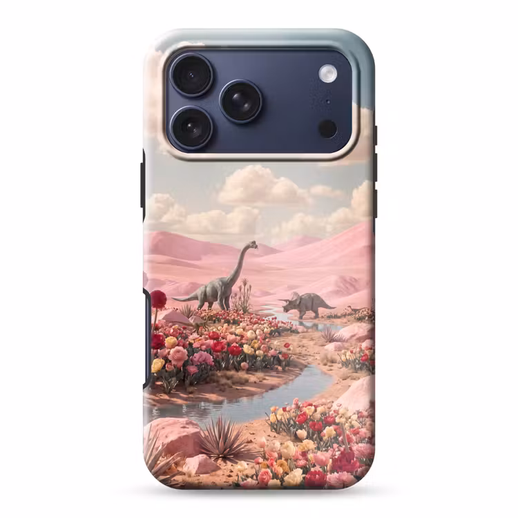 Telefoonhoesje Toughcase - Dinosaurus - Roze - Landschap — 1