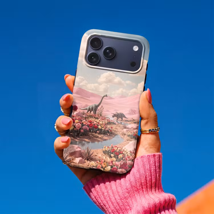 Telefoonhoesje Toughcase - Dinosaurus - Roze - Landschap — 2
