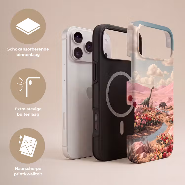 Telefoonhoesje Toughcase - Dinosaurus - Roze - Landschap — 3