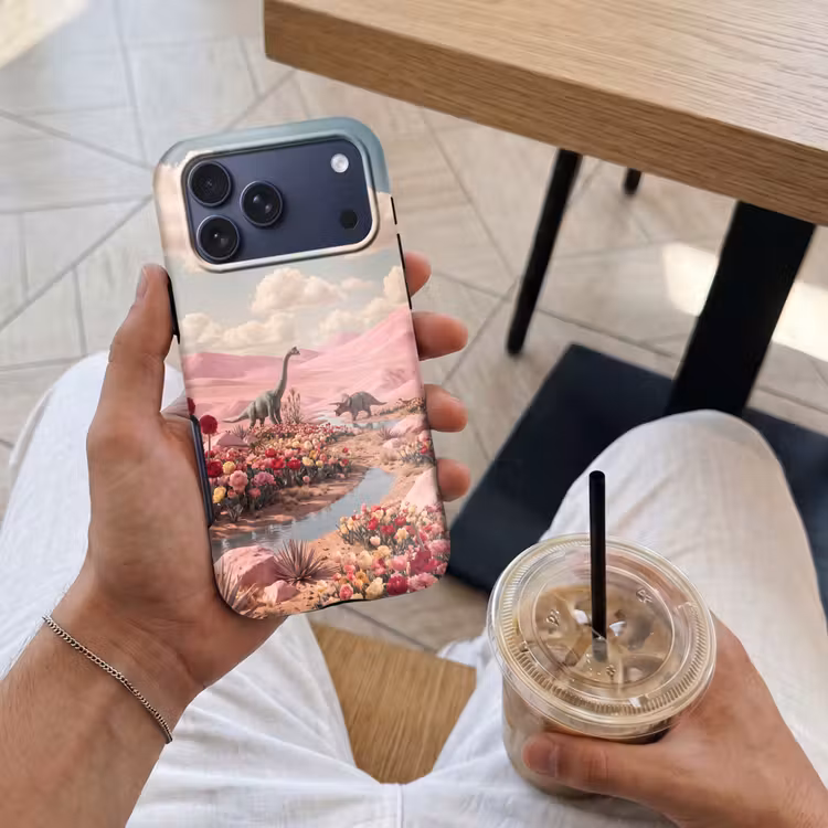 Telefoonhoesje Toughcase - Dinosaurus - Roze - Landschap — 4