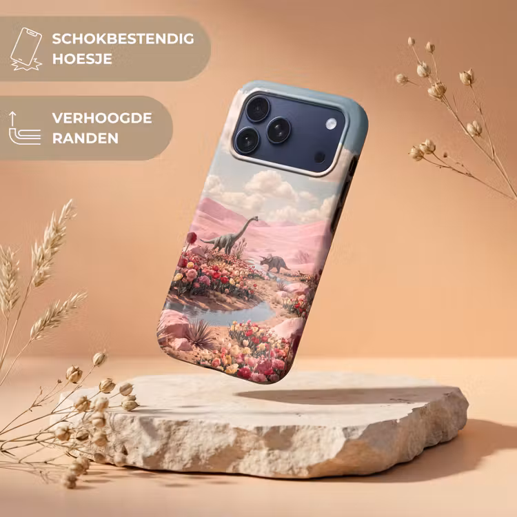 Telefoonhoesje Toughcase - Dinosaurus - Roze - Landschap — 5