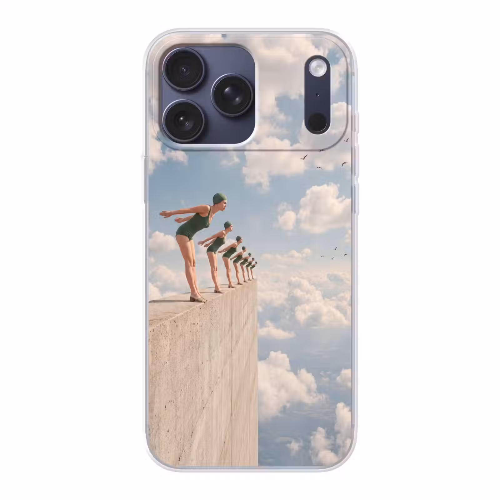 Telefoonhoesje Softcase - Vrouwen - Duikhouding - Wolken — 1