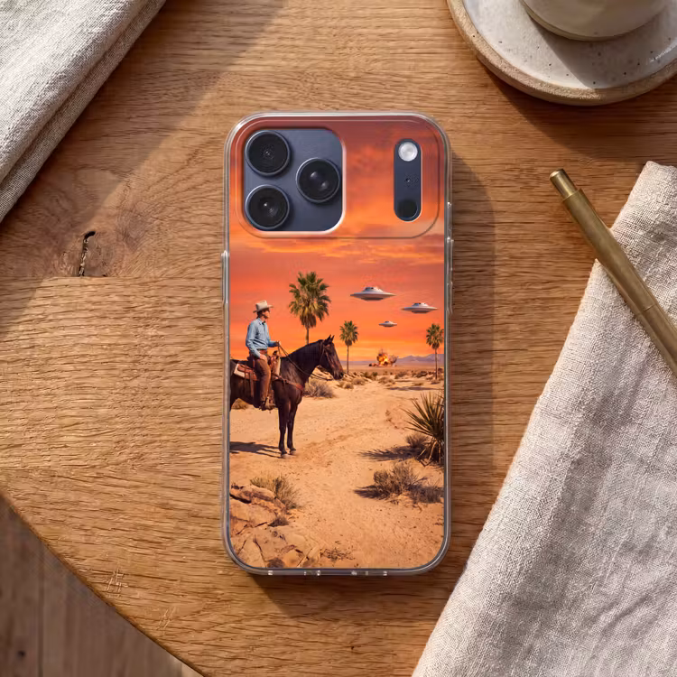 Telefoonhoesje Softcase - Cowboy - Paard - Woestijn — 2